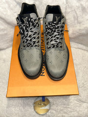 LV Green Canvas Lace Up Boots