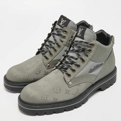 LV Green Canvas Lace Up Boots