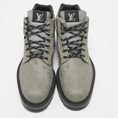 LV Green Canvas Lace Up Boots