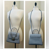 Michael Kors Blue Croc Embossed Serena Top Handle Bag