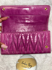 Miu Miu Pink Crinkled Long Wallet