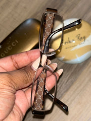 Gucci Brown Monogram Rectangular Frames