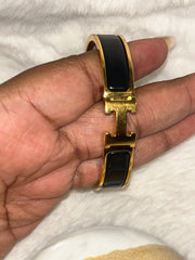Hermes Black & Gold Clic Clac Bracelet