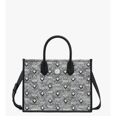 MCM Gray & Black Jacquard Visetos Tote
