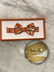 Hermes Silk Orange Bow Tie
