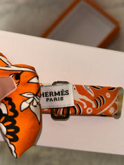 Hermes Silk Orange Bow Tie