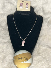 Dior Pink Troutter Necklace & Earrings