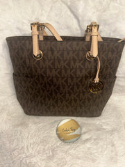 Michael Kors Brown Signature Jet Set Tote