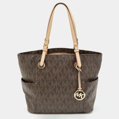 Michael Kors Brown Signature Jet Set Tote