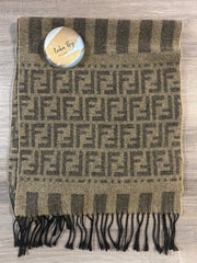 Fendi Beige & Gray FF Monogram Lambswool Scarf