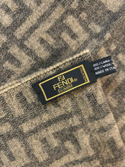 Fendi Beige & Gray FF Monogram Lambswool Scarf
