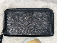 Salvatore Ferragamo Black Zippy Wallet