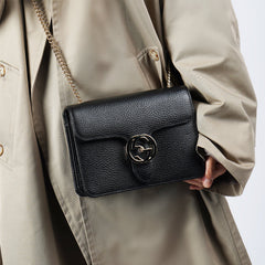 Gucci Black Calfskin Interlocking GG Bag