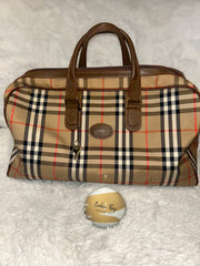 Burberry Beige Nova Check Duffle Weekender Bag