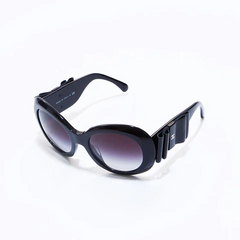 Chanel Black Oval Bow Sunglasses