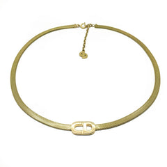 Christian Dior Gold Mesh CD Adjustable Necklace