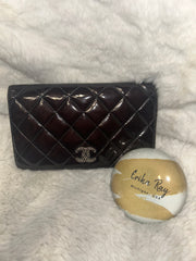 Chanel Maroon Patent Leather Long Wallet
