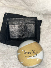 YSL Black Croc Embossed Card Holder