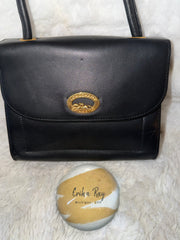 Longchamp Black Vintage Leather Hand Bag
