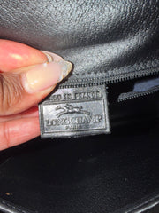 Longchamp Black Vintage Leather Hand Bag