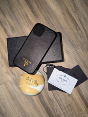 Prada Black Saffiano Leather IPhone 12 Case