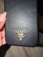 Prada Black Saffiano Leather IPhone 12 Case