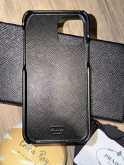 Prada Black Saffiano Leather IPhone 12 Case