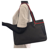 Gucci Black Denim Web Shoulder Bag