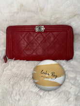 Chanel Red Leboy Caviar Leather Zip Wallet