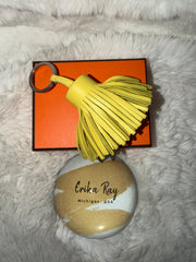 Hermes Lime Lambskin Carmen Key Ring