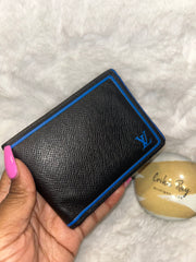 LV Black & Blue Taiga Bifold Wallet