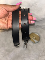 LV Black Leather Bando Strap