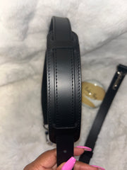 LV Black Leather Bando Strap