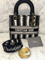 Christian Dior Medium Lady D-Lite Striped Bag