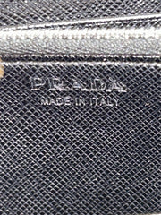 Prada Saffiano Black Leather Zip Wallet