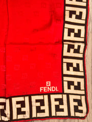 Fendi Red Silk Zucca Scarf- BRAND NEW