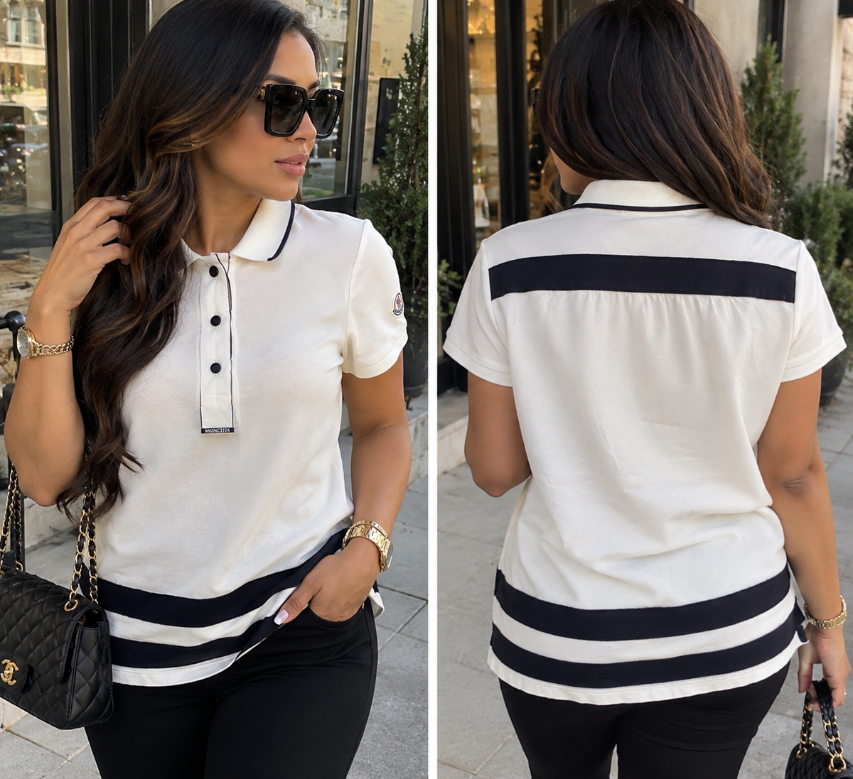 Moncler Black & White Polo Shirt