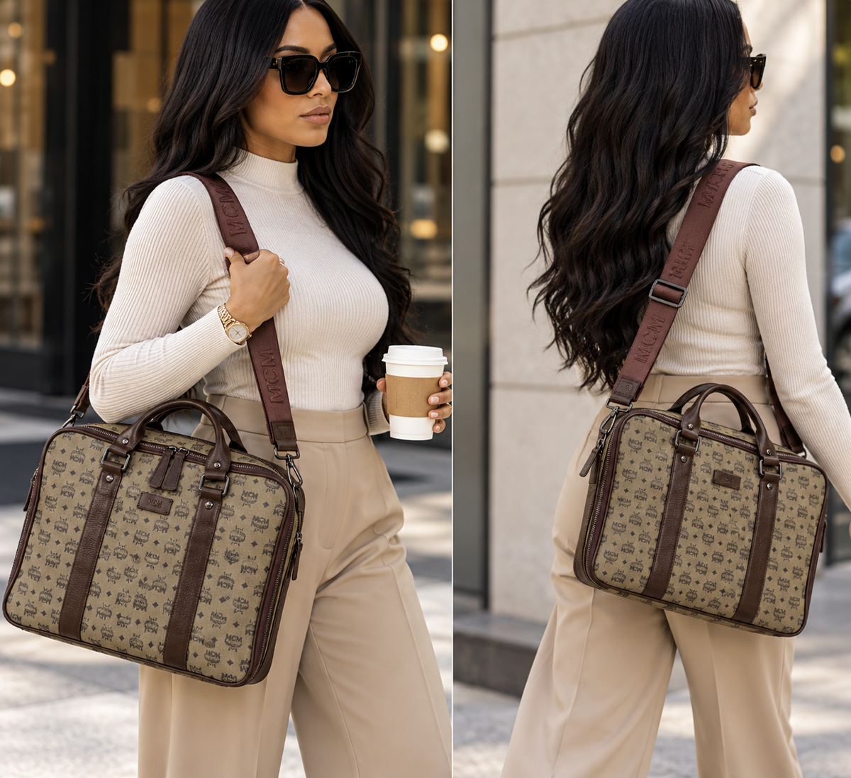 MCM Brown Vintage Visetos Briefcase