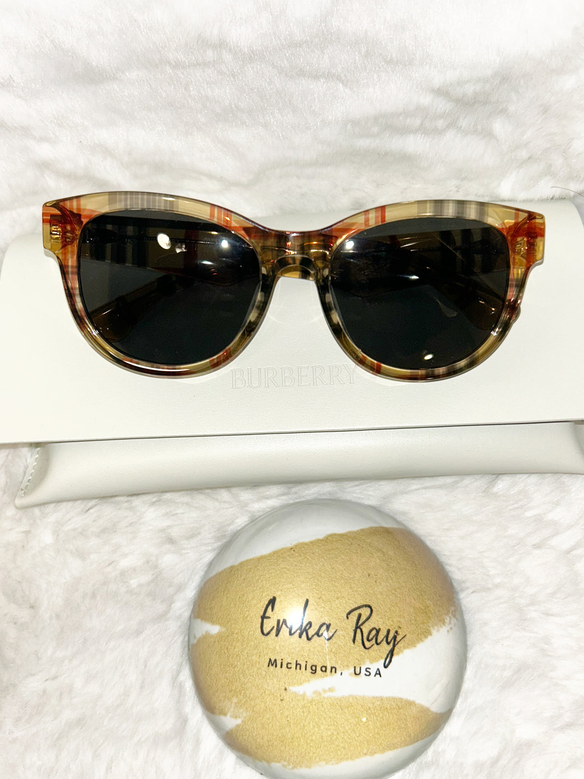 Burberry Check Round Sunglasses