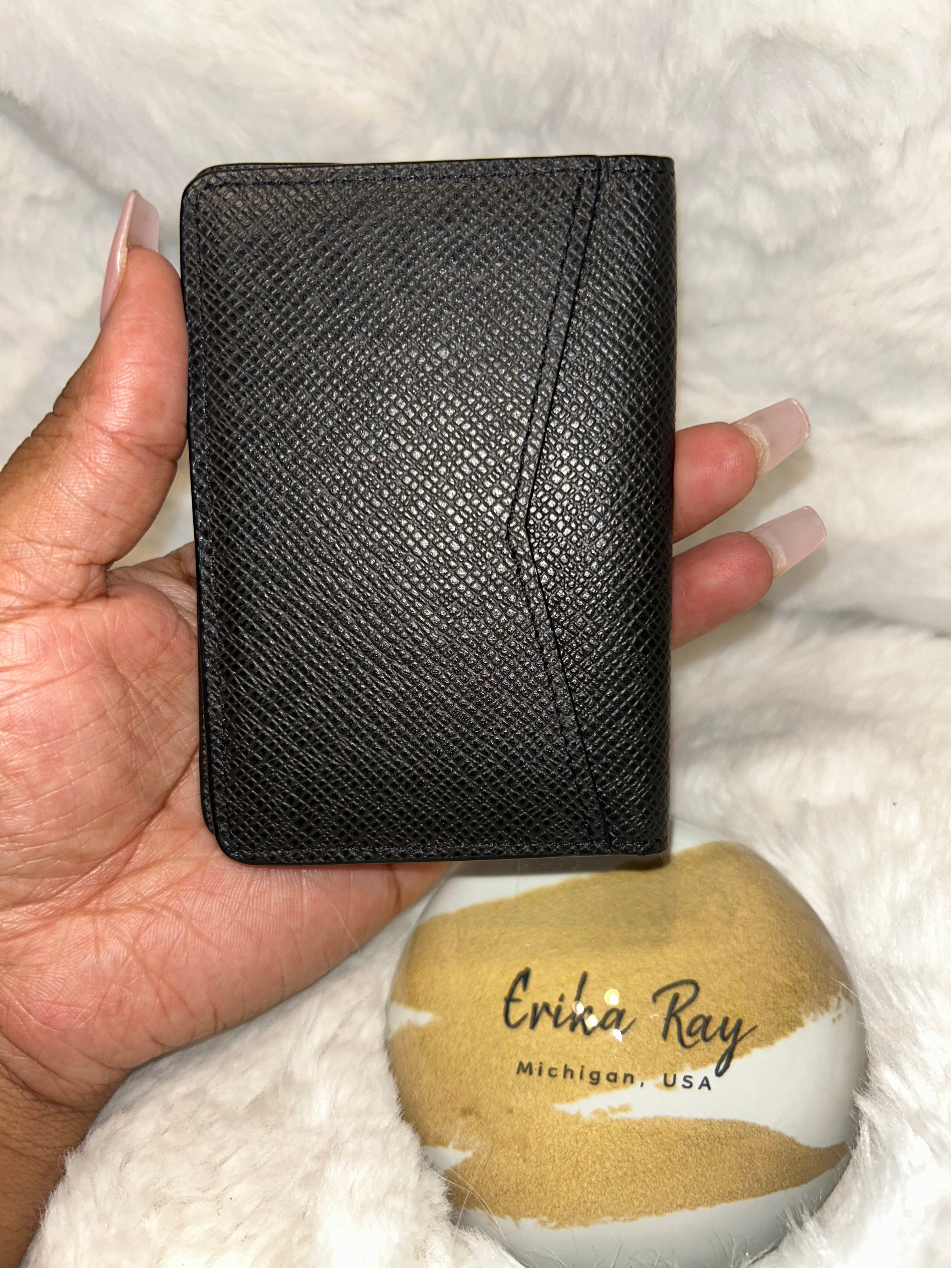 LV Black Taiga Pocket Organizer Wallet