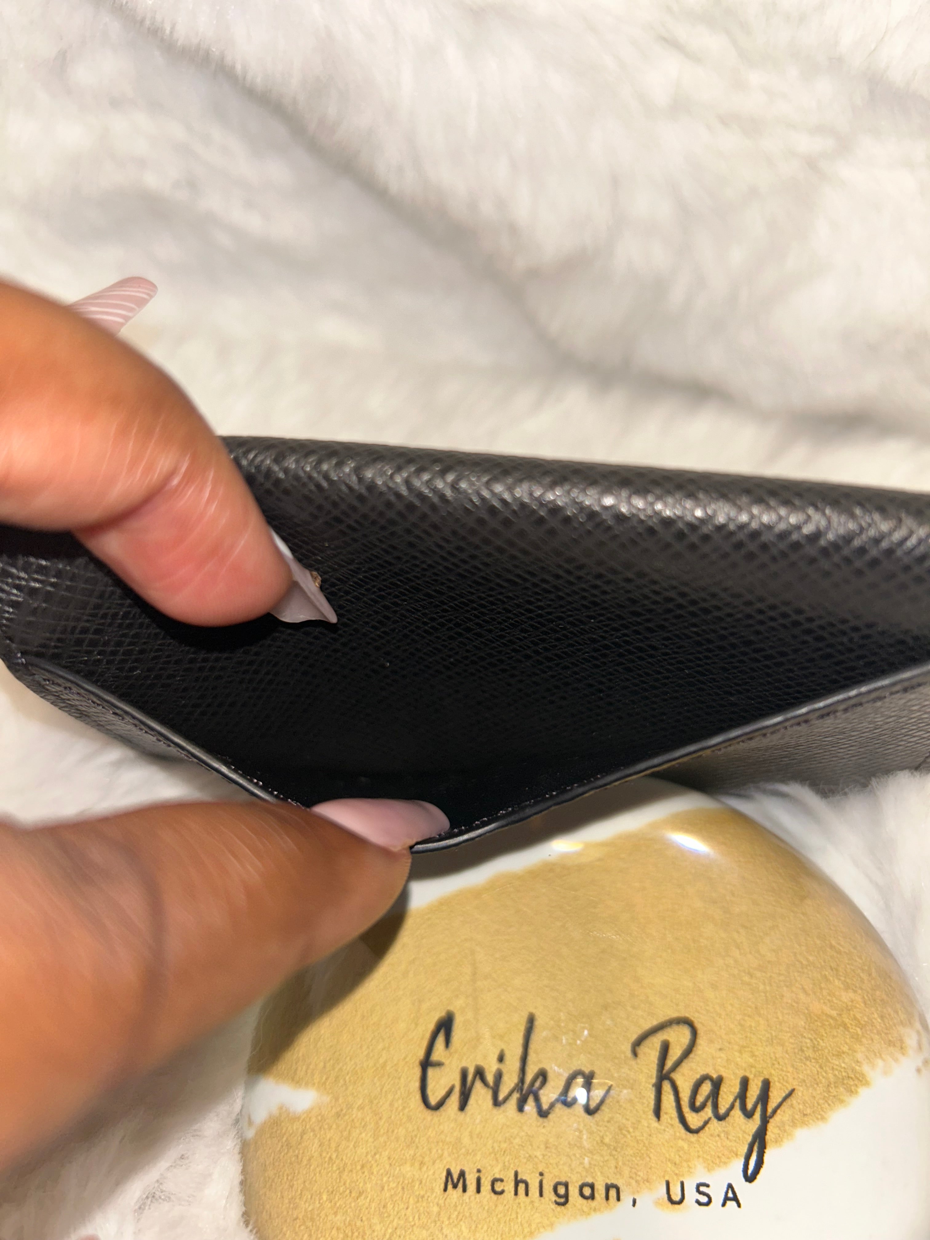 LV Black Taiga Pocket Organizer Wallet