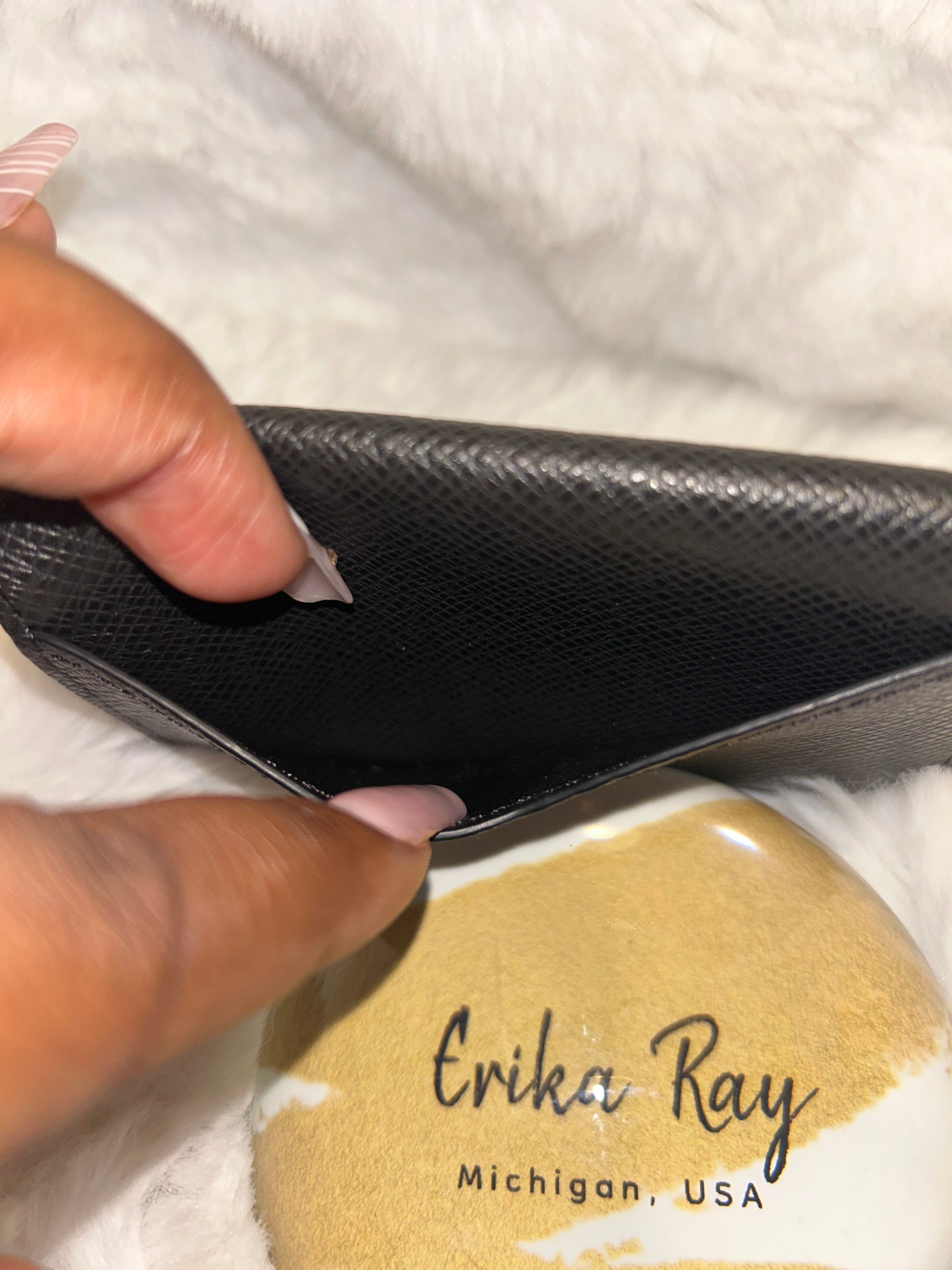 LV Black Taiga Pocket Organizer Wallet