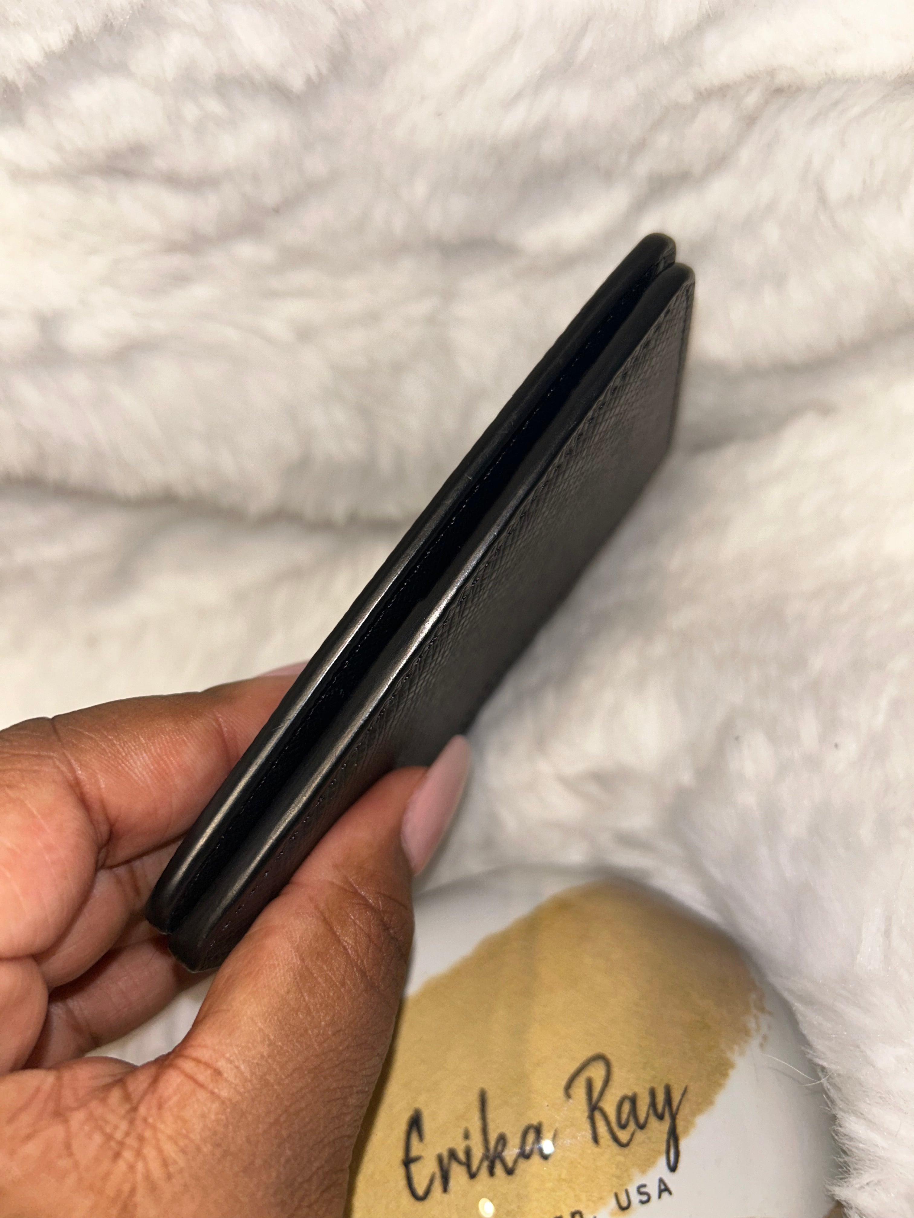 LV Black Taiga Pocket Organizer Wallet