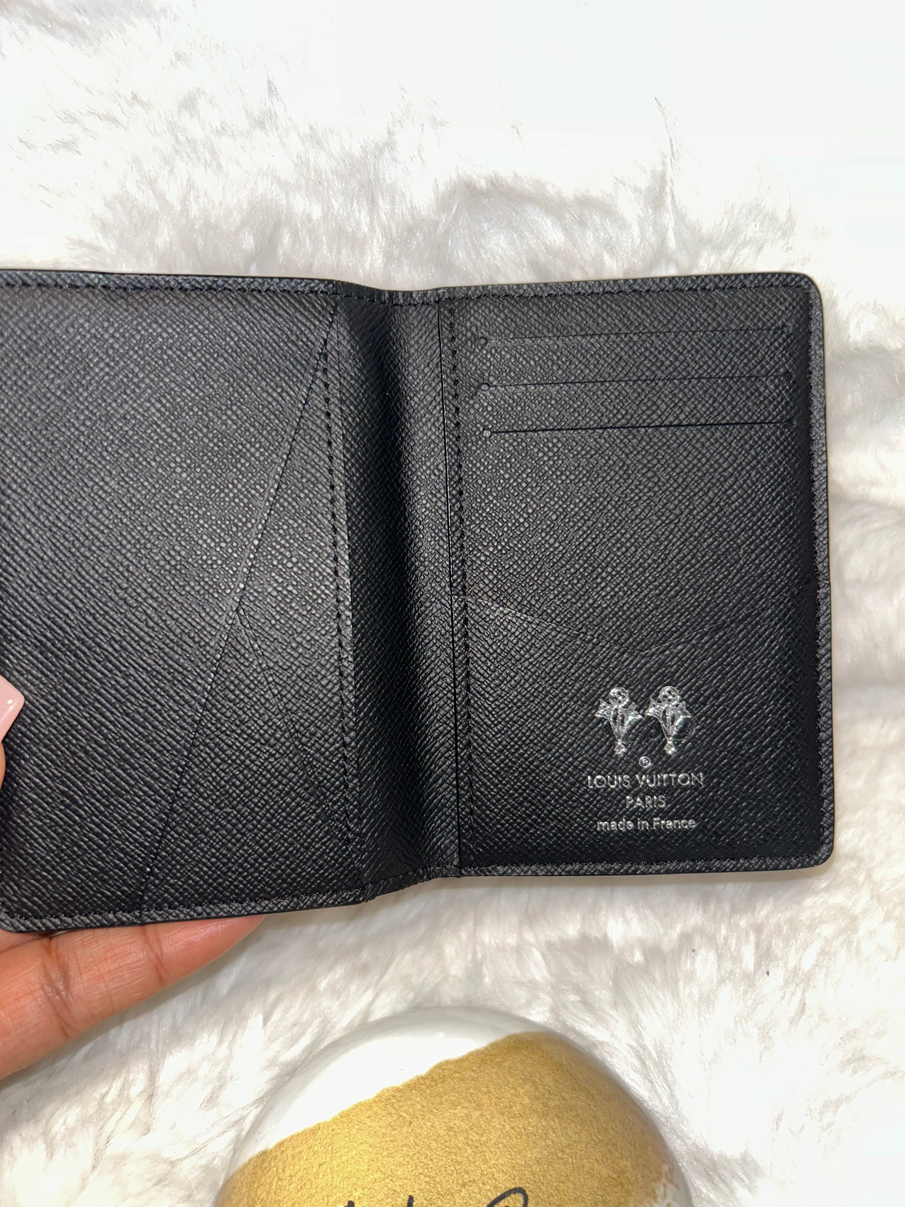 LV Black Taiga Pocket Organizer Wallet