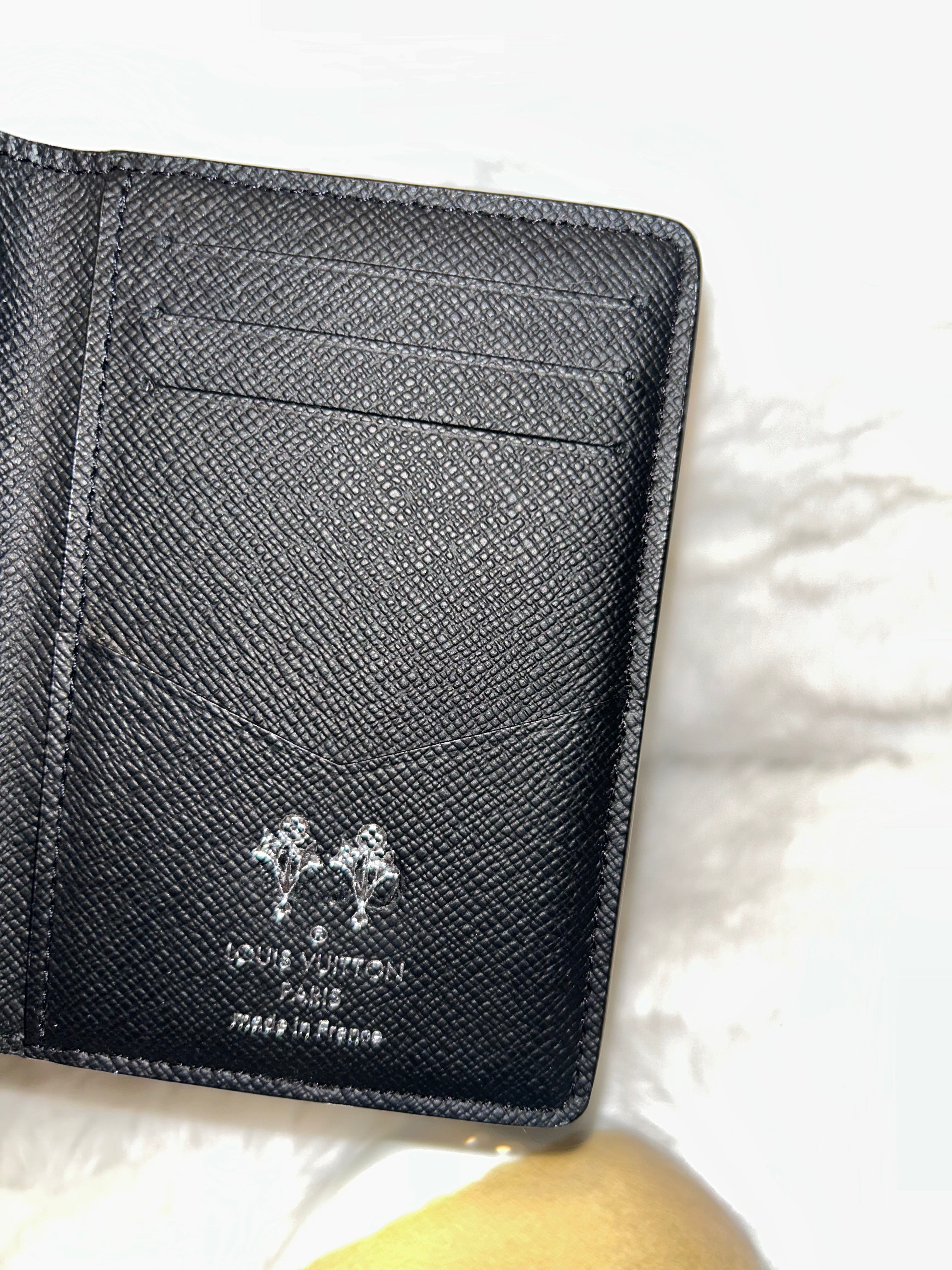 LV Black Taiga Pocket Organizer Wallet