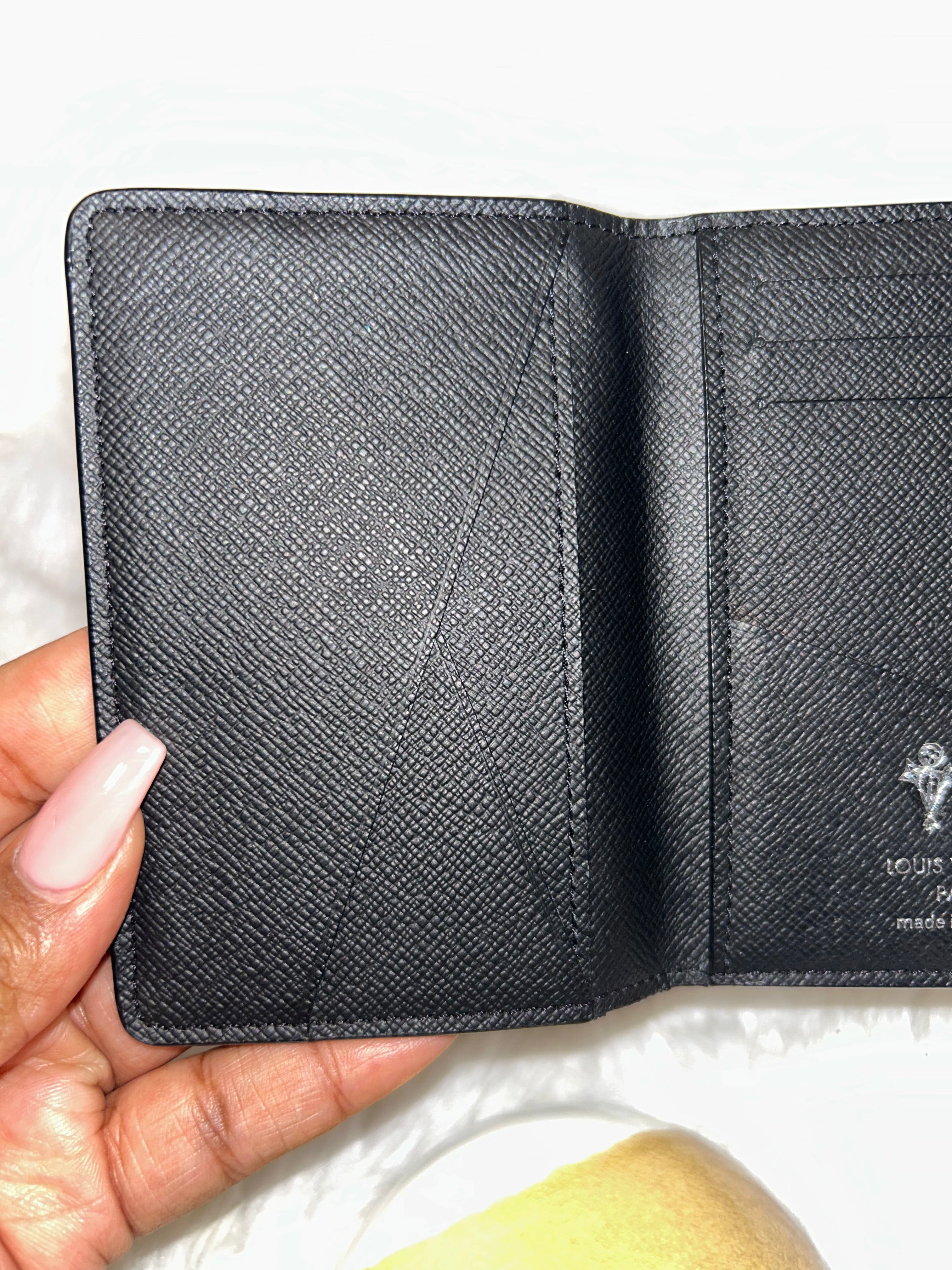 LV Black Taiga Pocket Organizer Wallet