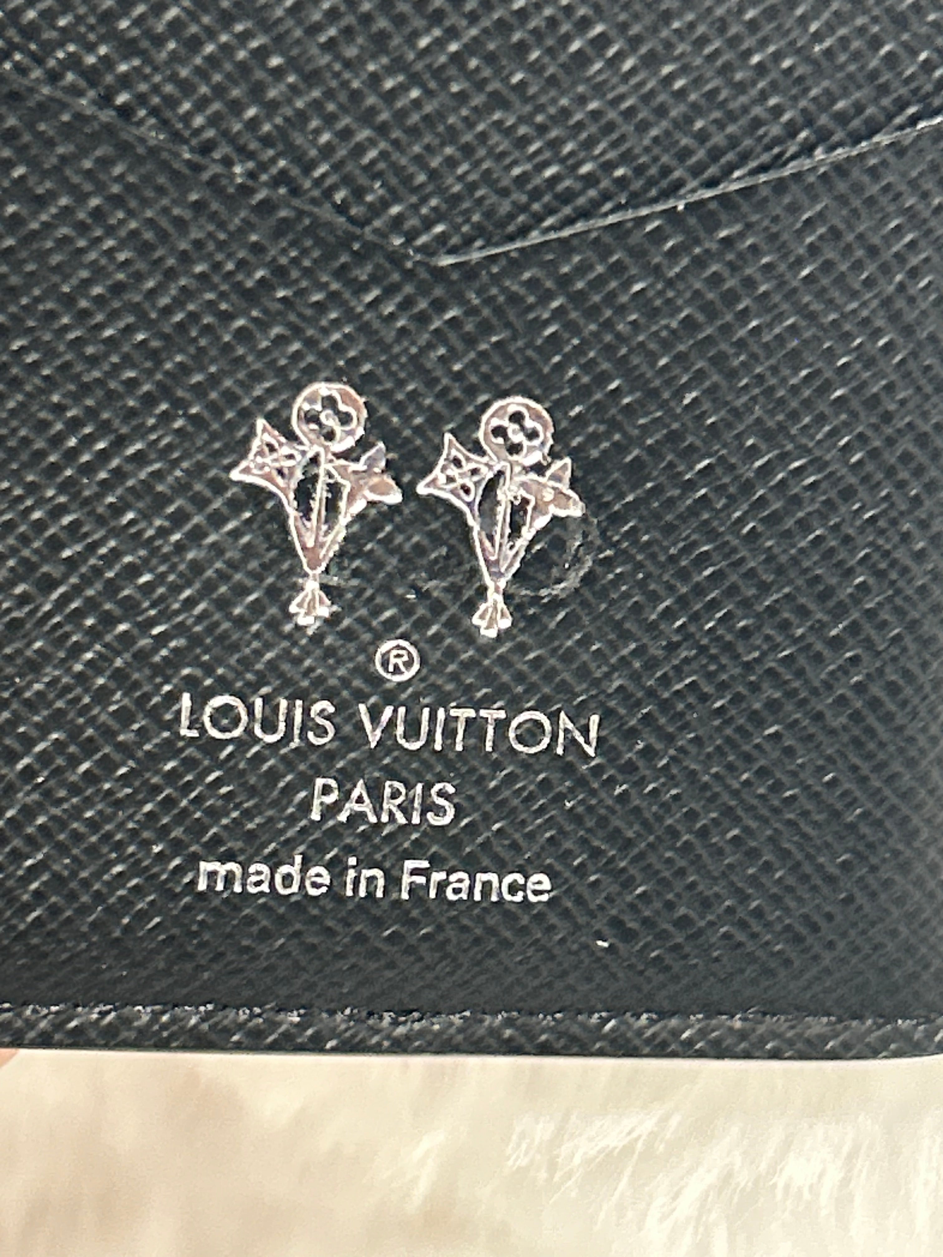 LV Black Taiga Pocket Organizer Wallet