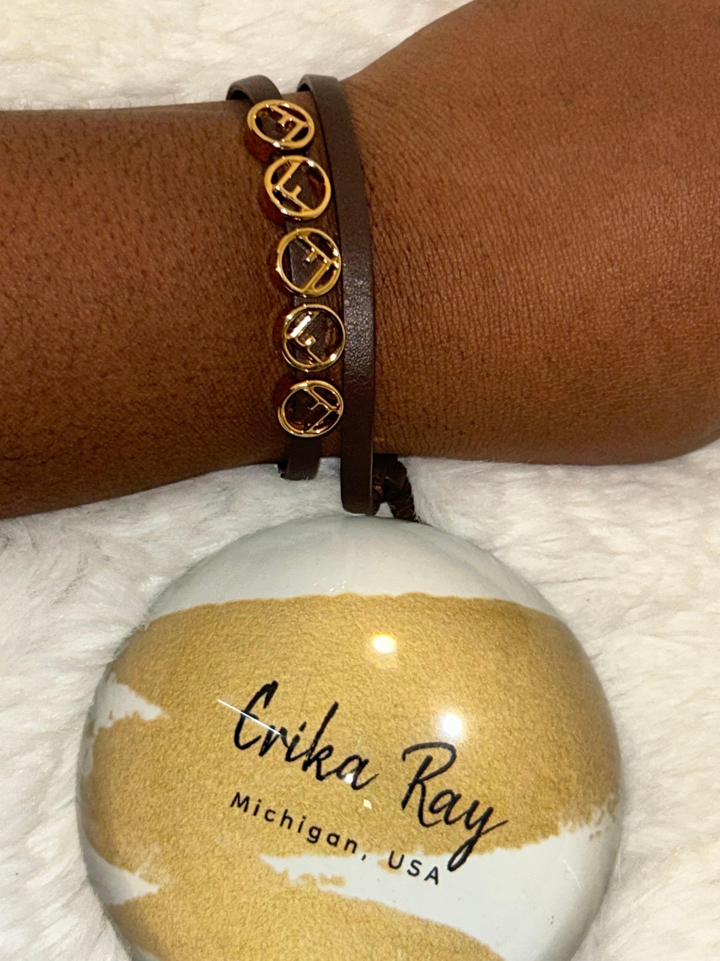 Fendi Brown Wrap Bracelet