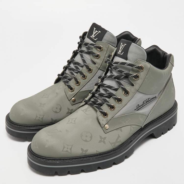 LV Green Canvas Lace Up Boots