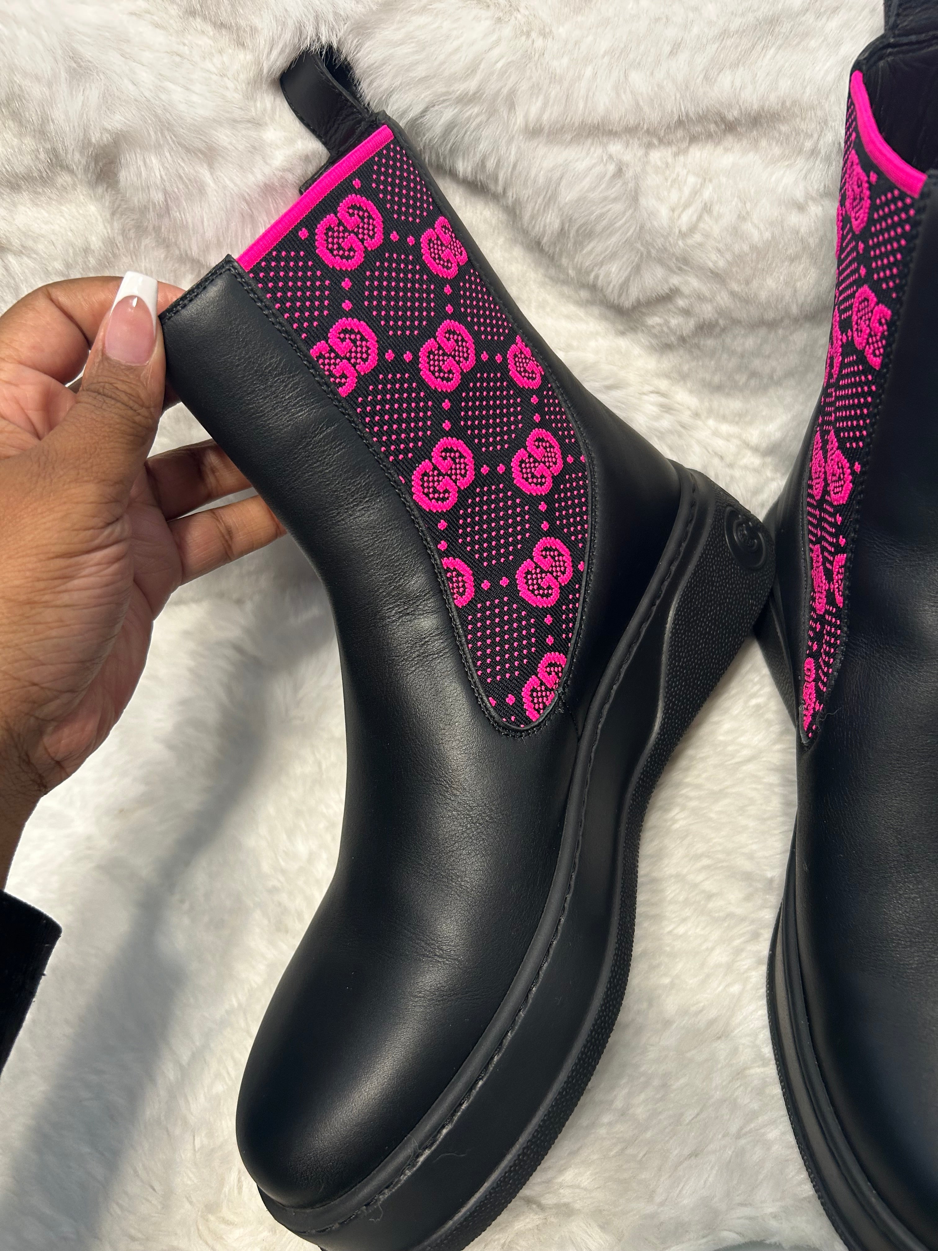 Gucci Leather Canvas Boots